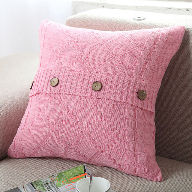 Knitting Button Fashion Throw Pillow Cases