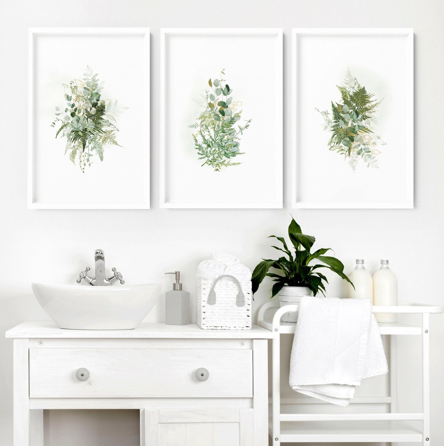 Bathroom rustic wall decor | Set of 3 art prints