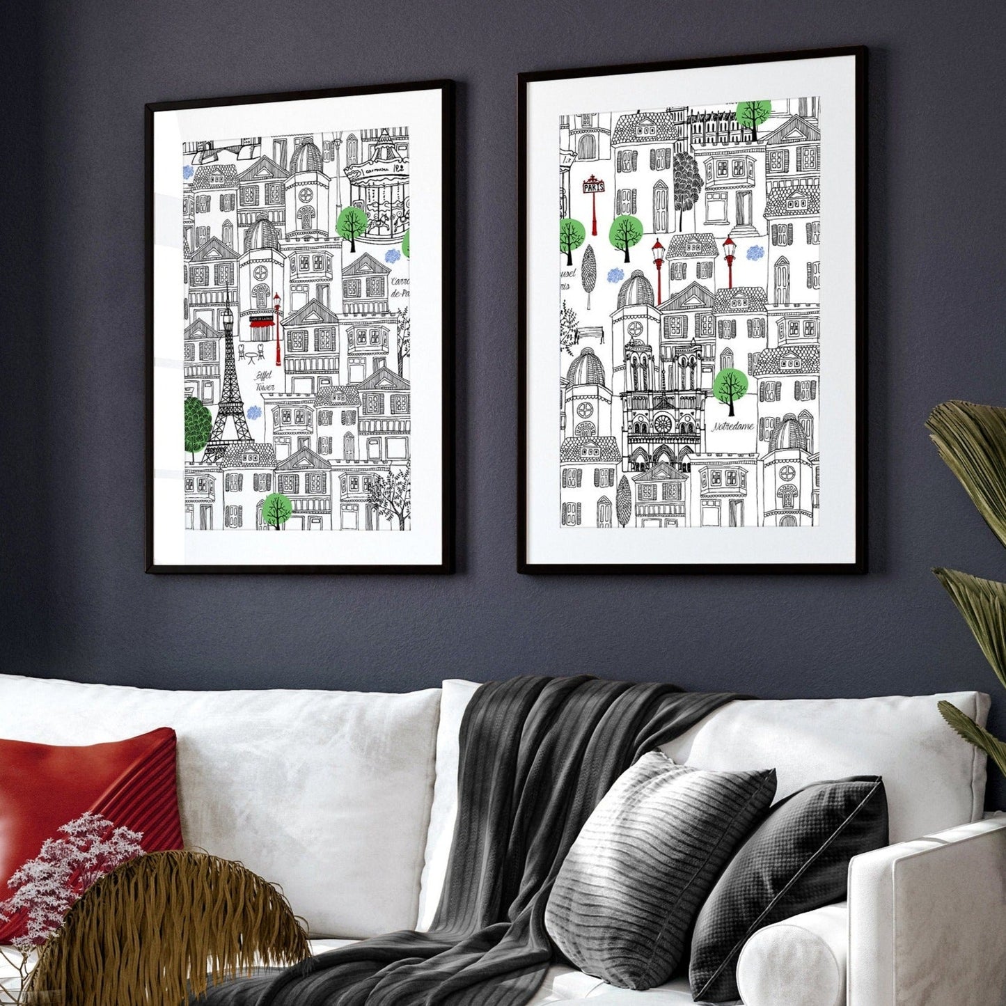 Black and white Paris wall art Travel posters | Set of 2 wall art