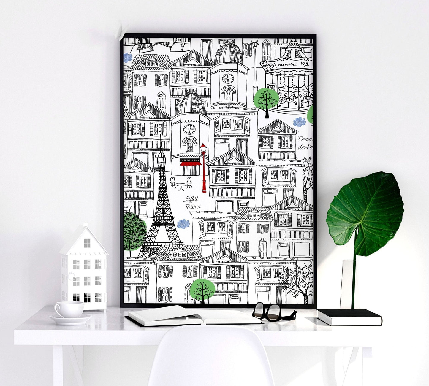 Black and white Paris wall art Travel posters | Set of 2 wall art
