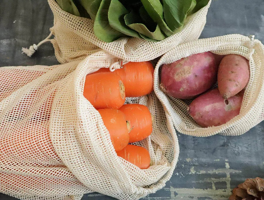 Set of 3 Organic Cotton Mesh Produce Bags