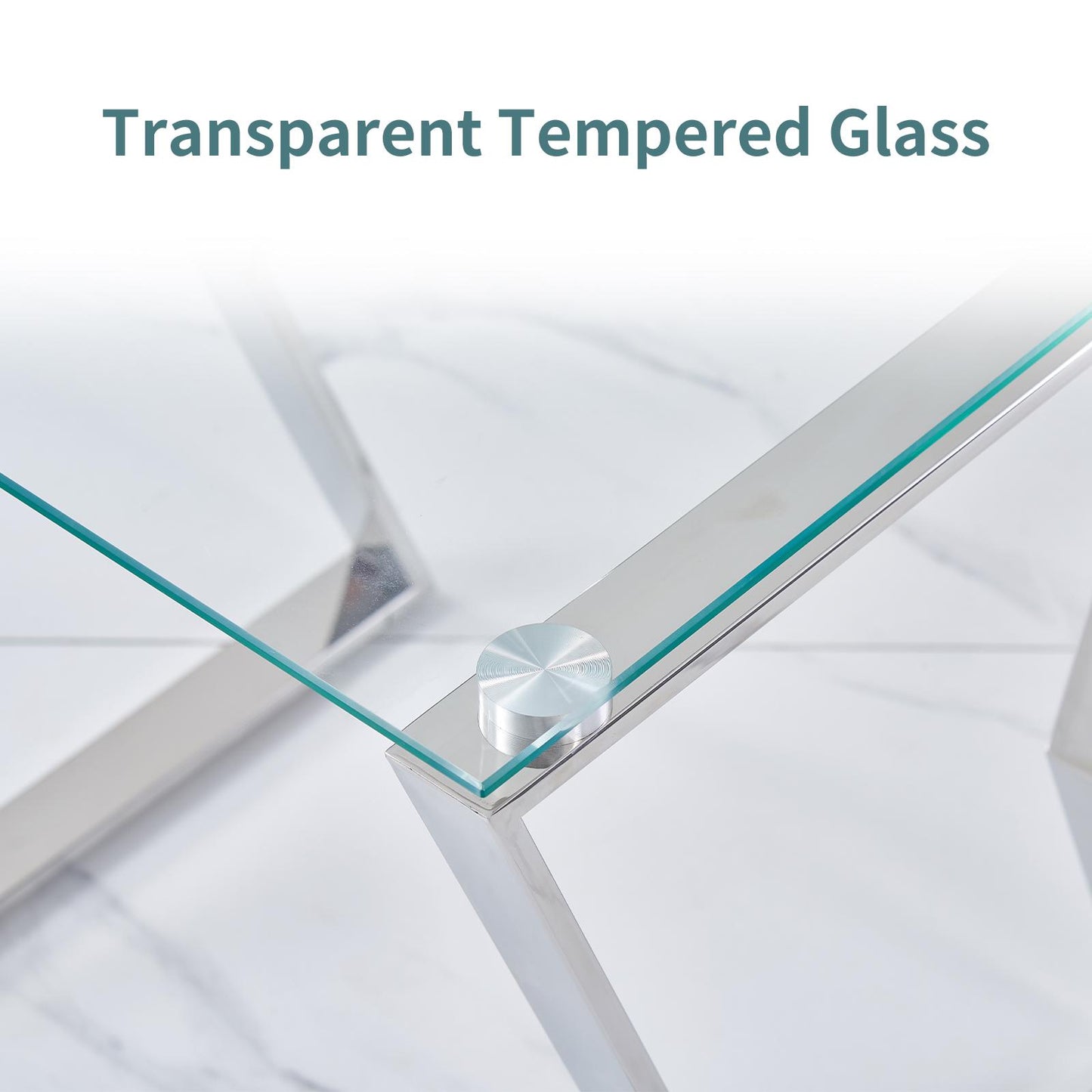 Stainless Steel End Table Silver Glass Table for Living Room