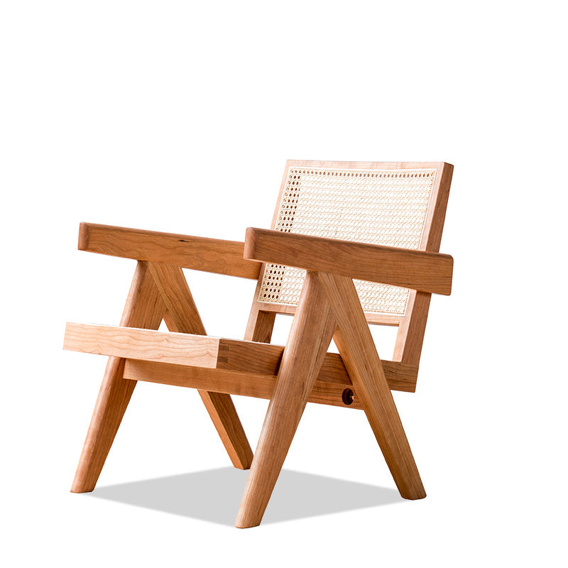 Mid-ancient Solid Wood Rattan Chair (Multiple Colours)
