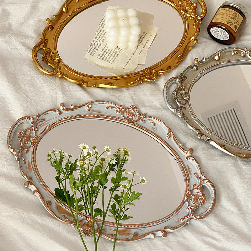 Simple French Retro Embossed Flower Mirror