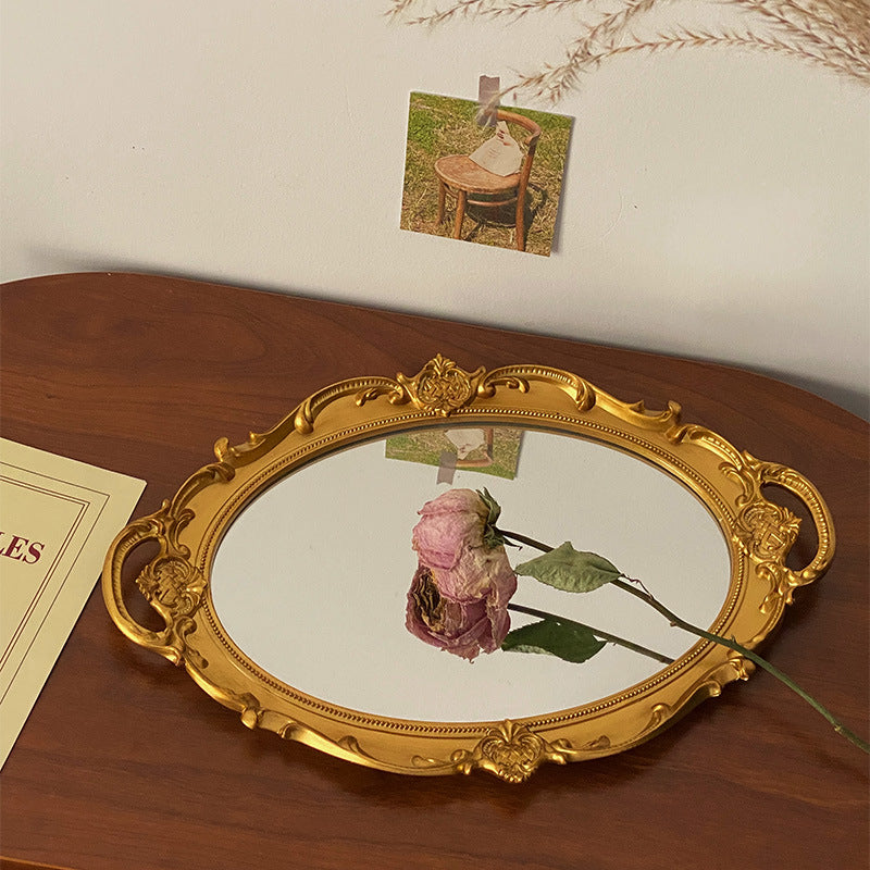 Simple French Retro Embossed Flower Mirror