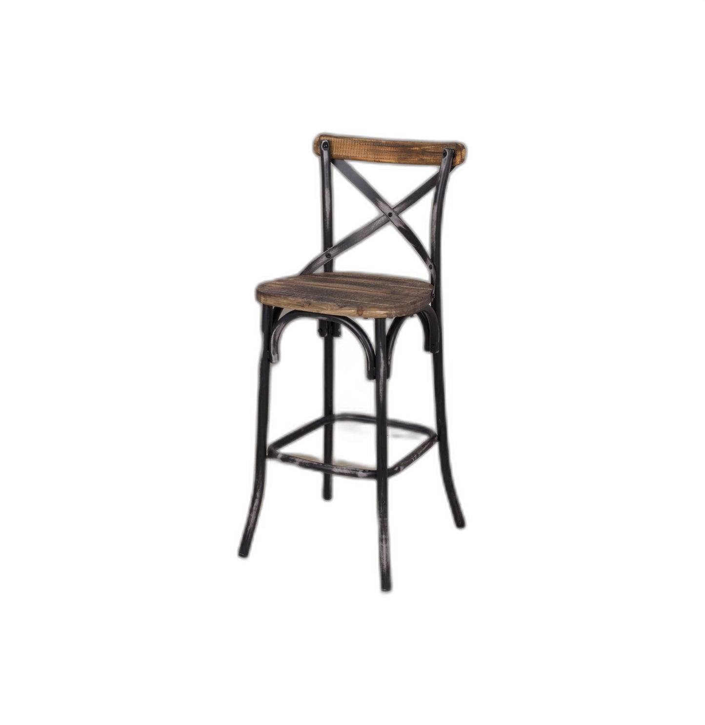 Antique Black Reclaimed Wooden Bar Chair