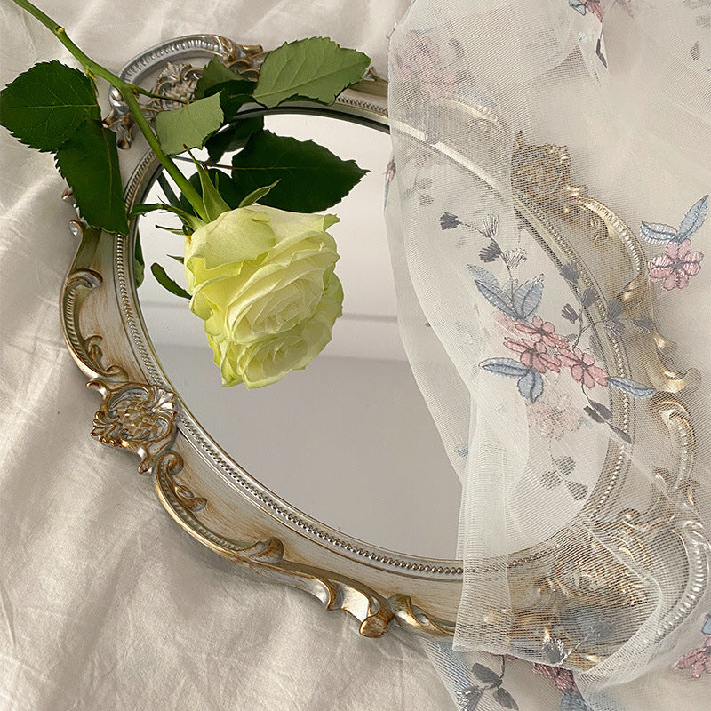 Simple French Retro Embossed Flower Mirror