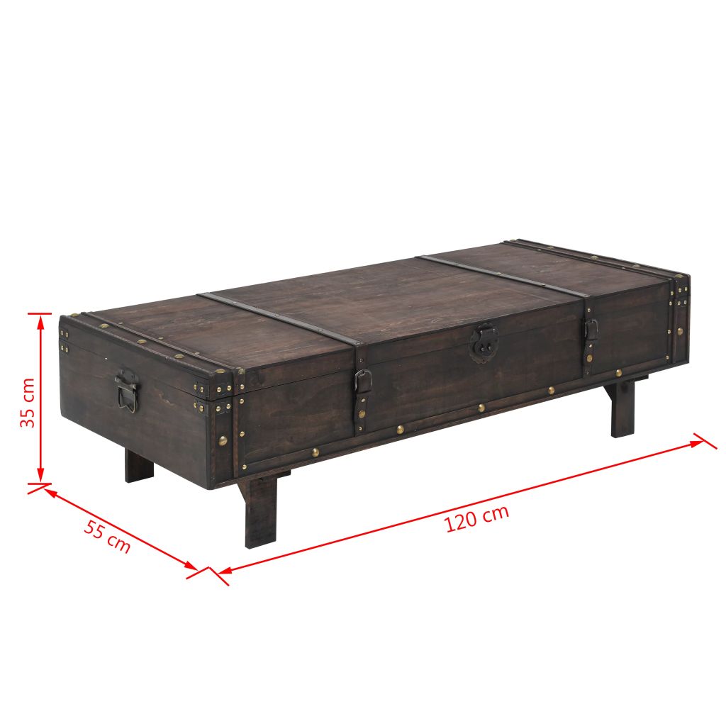 Coffee Table Solid Wood Vintage Style (Brown)
