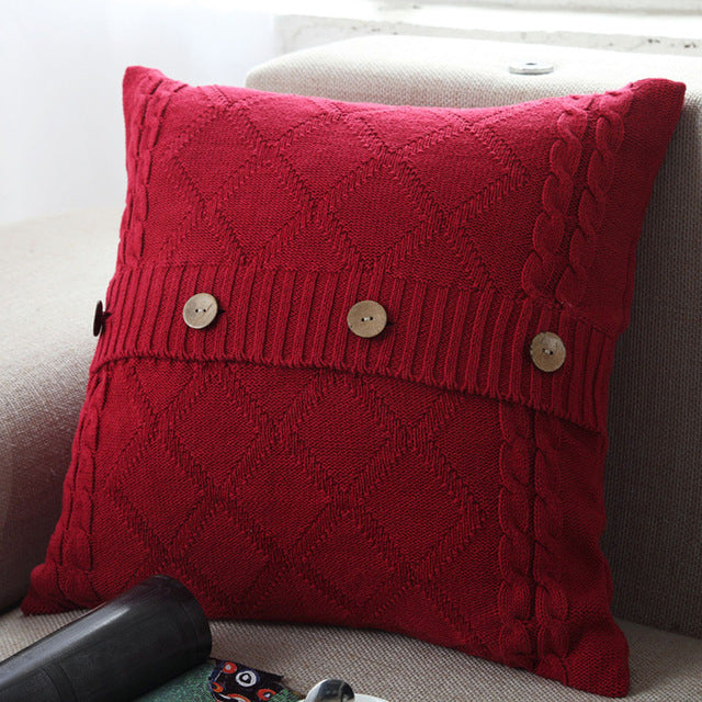 Knitting Button Fashion Throw Pillow Cases