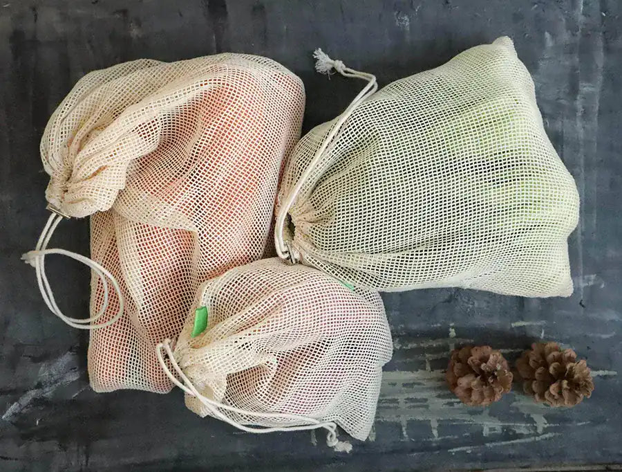 Set of 3 Organic Cotton Mesh Produce Bags