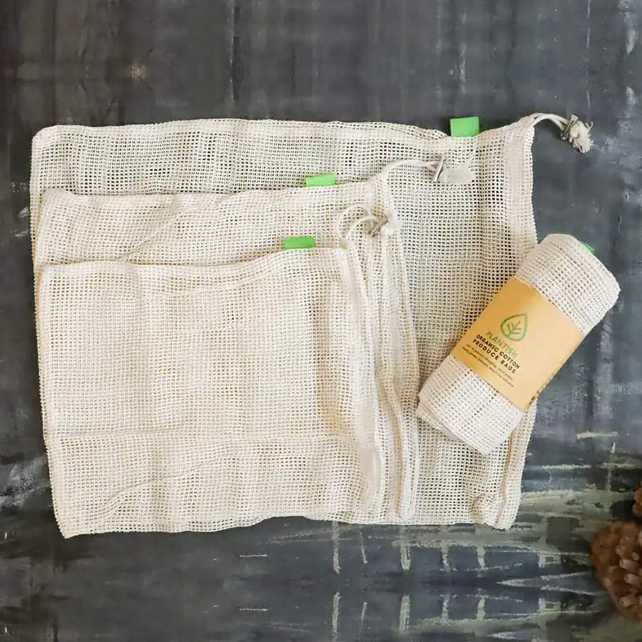 Set of 3 Organic Cotton Mesh Produce Bags