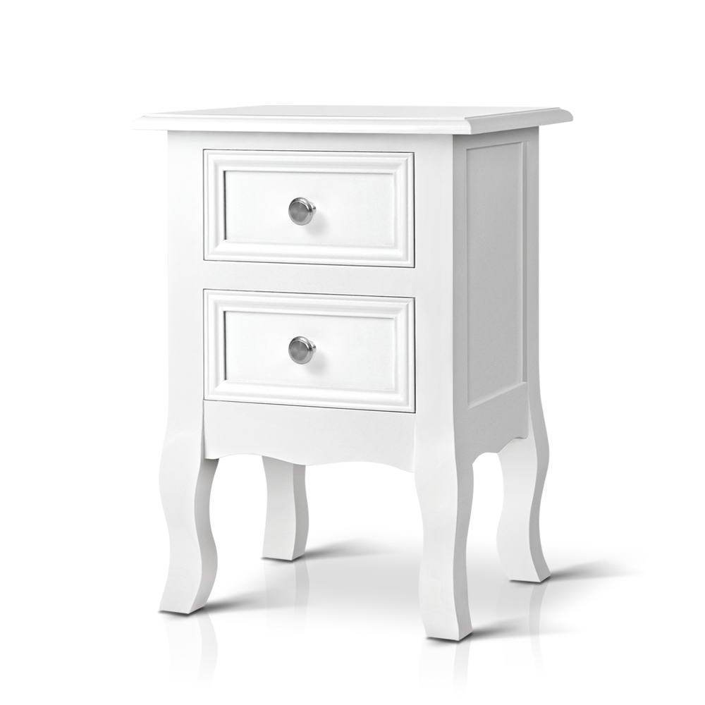 French Provincial Bedside Table White-0