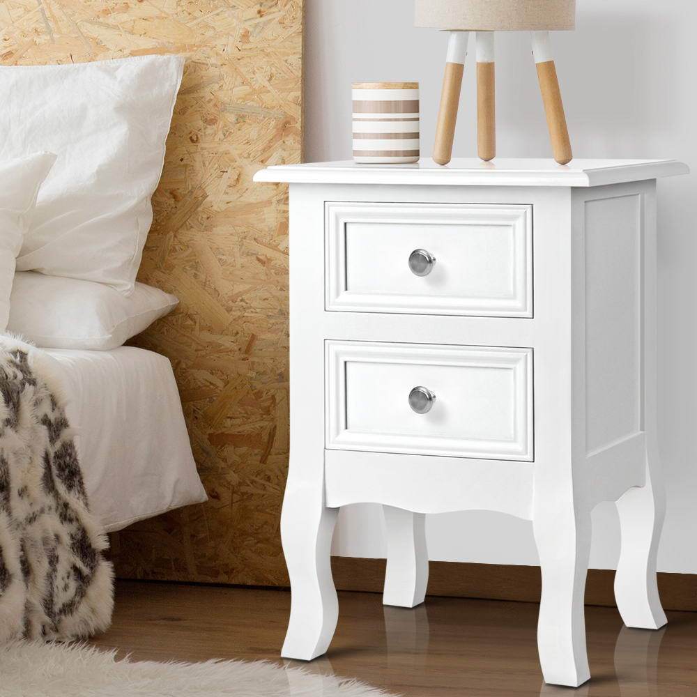 French Provincial Bedside Table White-6
